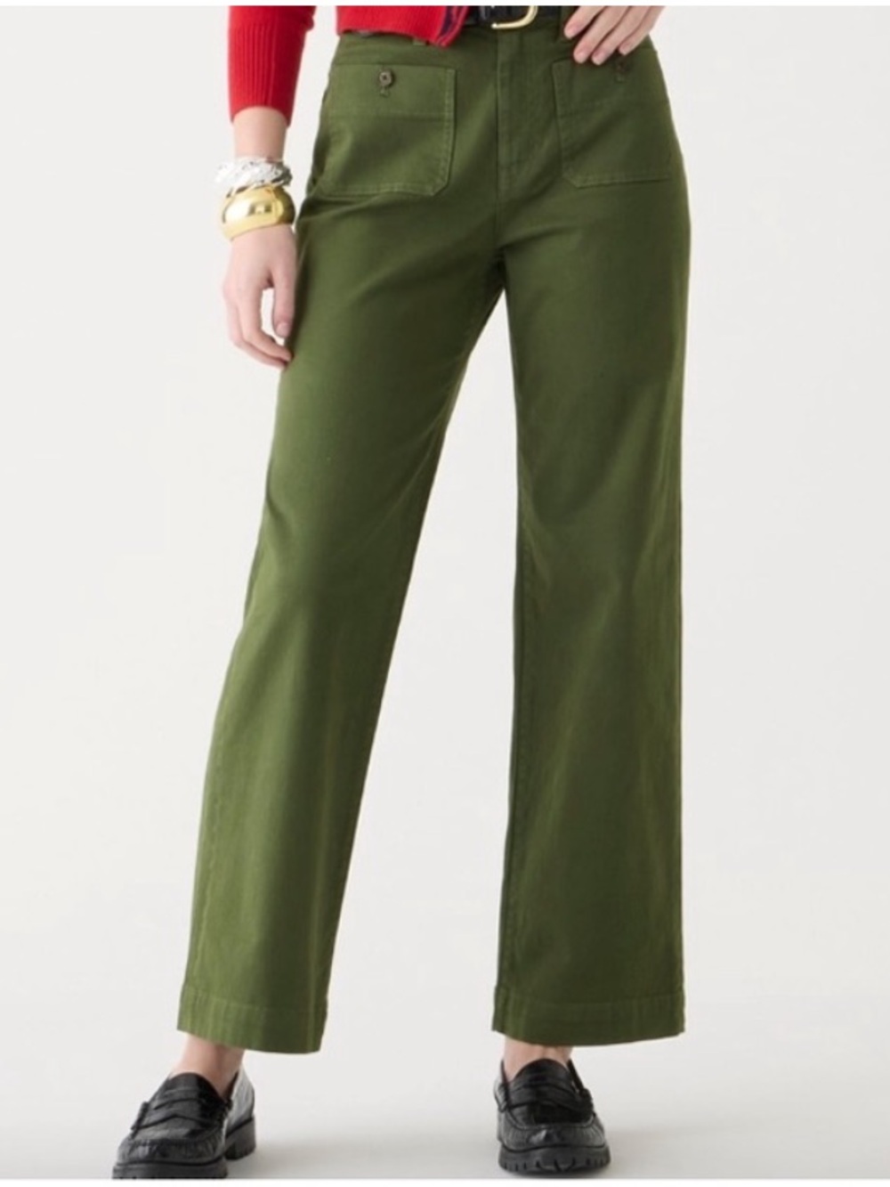 J. Crew Sailor Slim Wide Leg Chino Pants Women’s Size 28 Stretch Twill Pockets